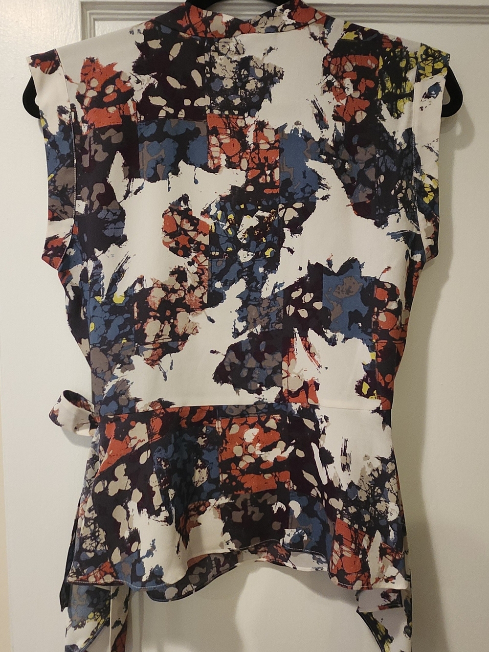 BCBGMaxAzria Multi-Color Abstract Wrap Blouse - Picture 3 of 4